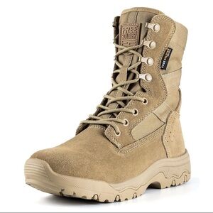 Free Soldier - Women’s Tan Military Style Leather Combat Boots - Size 8